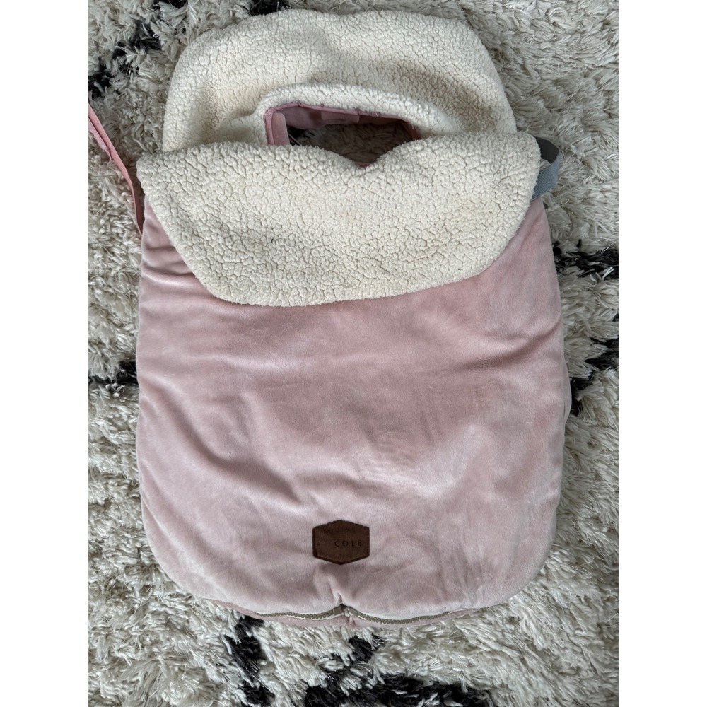 JJ Cole Bundleme Infant Car Seat Stroller Cover Pink Velvet Plush Fleece Lining